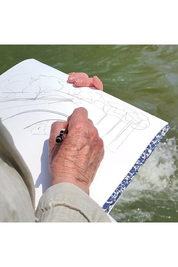 Croisière et croquis : la Marne en dessin